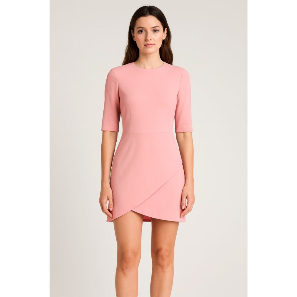 NEW Alice + Olivia Calista Overlay Crepe Sheath Dress Pink